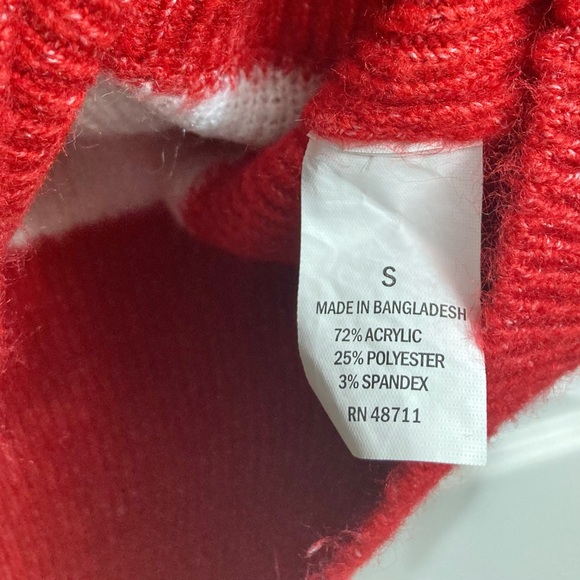 Women’s Small Joy Spellout Christmas Holiday Sweater Red White Mock Neck - Picture 5 of 9